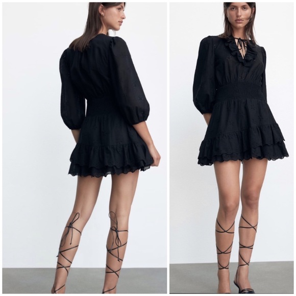 ZARA eyelet ruffled dress - Picture 1 of 13